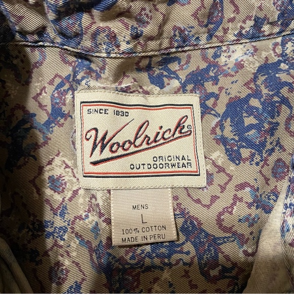 Woolrich Shirt Large L Mens Bear Moose Animal Print Long Sleeve Collared Button - Picture 4 of 6